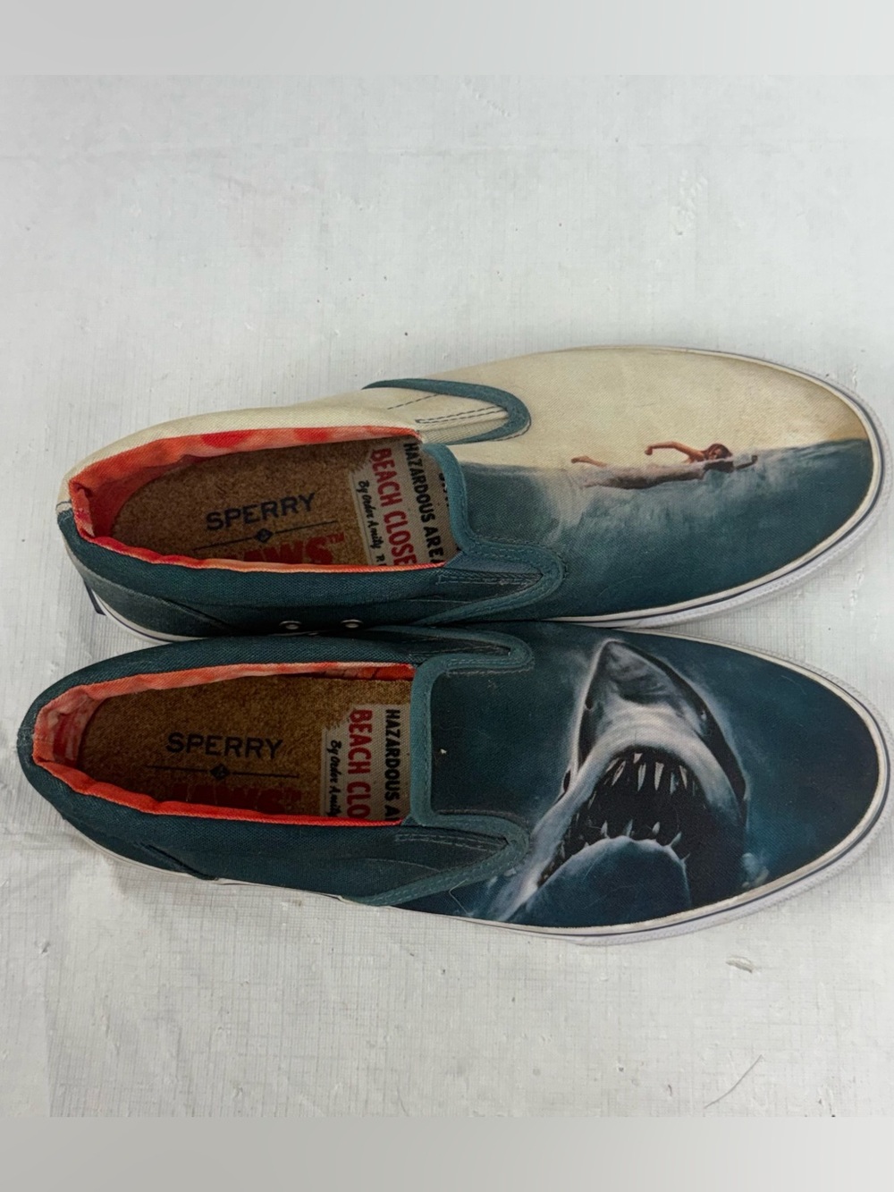 Sperry X Jaws 40th Anniversary Shark Attack Slip On Boat Shoes Men’s Size 8 M